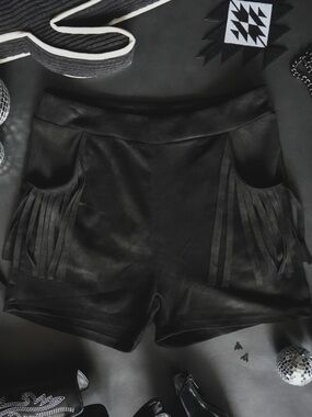 Women's Black Fringe Pocket Shorts
